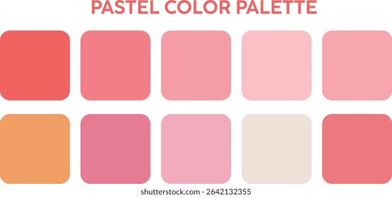 Pastel Color Palette, Trendy pallete of color. Cozy color pallete. Swatch summer candy shade tone , vector color palette, Pastel colors set 