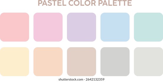 Pastel Color Palette, Trendy pallete of color. Cozy color pallete. Swatch summer candy shade tone , vector color palette, Pastel colors set 