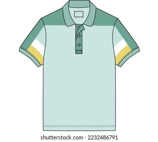 Pastel color polo shirt design for men.  Color block polo flat design. 