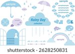 Pastel color rainy day decoration design illustration set