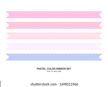 Pastel Color Ribbon Set - EPS 10 Vector
