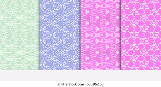 Pastel color seamles geometry pattern set. vector illustration. texture for design wallpaper, pattern fills, fabric