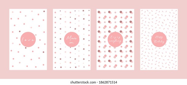 Pastel color seamless geometric patterns set, elegant ornaments, design for decoration, wrapping paper, print, fabric or textile, wonderful collection with inspirational messages, vector illustration