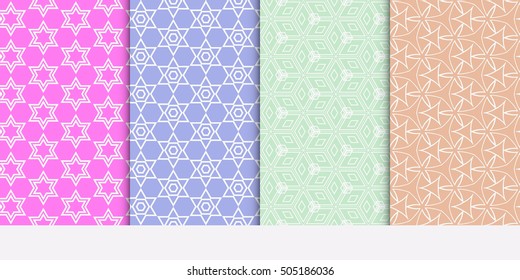 Pastel color seamless geometry pattern set. vector illustration. texture for design wallpaper, pattern fills, fabric