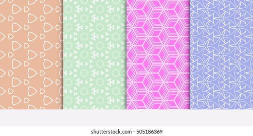 Pastel color seamless geometry pattern set. vector illustration. texture for design wallpaper, pattern fills, fabric