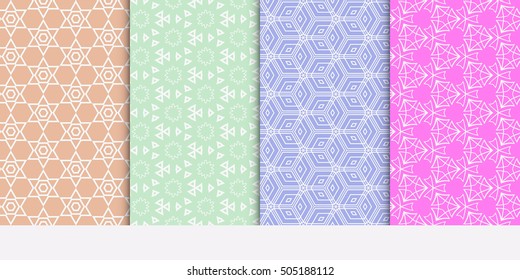 Pastel color seamless geometry pattern set. vector illustration. texture for design wallpaper, pattern fills, fabric