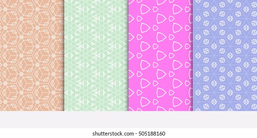 Pastel color seamless geometry pattern set. vector illustration. texture for design wallpaper, pattern fills, fabric