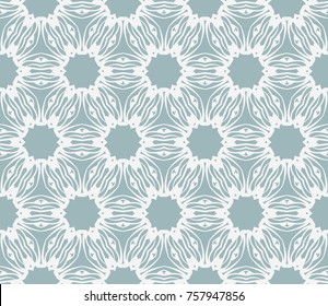 Pastel color seamless lace pattern with abstract geometric flower. Fashion design background for invitation card. Vector illustration