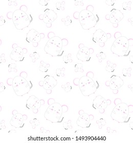 Pastel color seamless pattern vector kawaii funny cute rat mice symbol of the year for Christmas