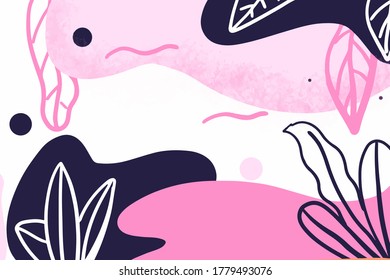 pastellfarbige Form abstrakter Hintergrund mit Linien Naturblätter . perfekte Make-Einladung, Poster und Flyer Design Element.
