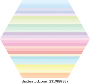 Pastel color stripe pattern in hexagon shape, vector illustration