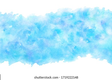 Pastel Color Summer Blue Sky Abstract On Natural Grunge Watercolor Hand Paint Background, Vector Illustration