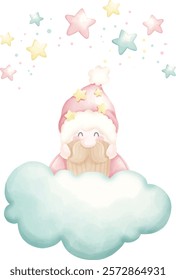 pastel color sweet dream cloudy gnome.