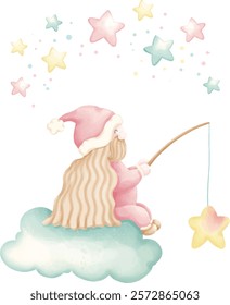 pastel color sweet dream cloudy gnome.