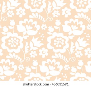 pastel color traditional european Ukrainian ornament. rustic floral composition. rural folk style flower seamless pattern.