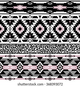 pastel color tribal Navajo seamless pattern with leopard skin texture. aztec abstract geometric vector art print. ethnic hipster backdrop. Wallpaper, cloth design, fabric, paper, wrapping, textile.