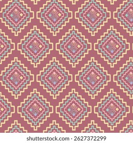 pastel color tribal vector seamless pattern with doodle elements. aztec fancy abstract geometric art print. ethnic hipster background. hand drawn. Wallpaper, cloth design, fabric, tissue, textile
