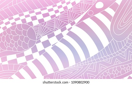 Pastel color vector abstract doodle background. Wave elegant pattern with blur gradient. The pattern can be used for wallpapers and coloring books, banner or poster