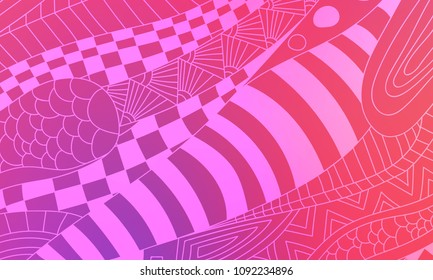 Pastel color vector abstract doodle background. Wave elegant pattern with blur gradient. The pattern can be used for wallpapers and coloring books, banner or poster