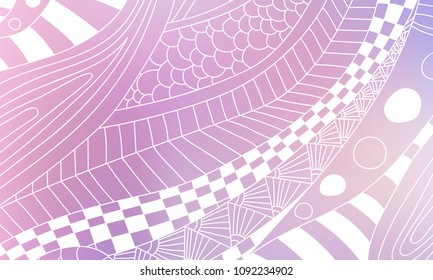 Pastel color vector abstract doodle background. Wave elegant pattern with blur gradient. The pattern can be used for wallpapers and coloring books, banner or poster