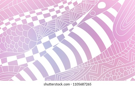 Pastel color vector abstract doodle background. Wave elegant pattern with blur gradient. The pattern can be used for wallpapers and coloring books, banner or poster