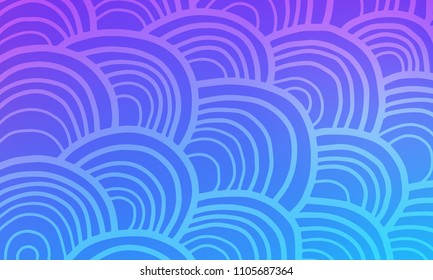 Pastel color vector abstract doodle background. Wave elegant pattern with blur gradient. The pattern can be used for wallpapers and coloring books, banner or poster