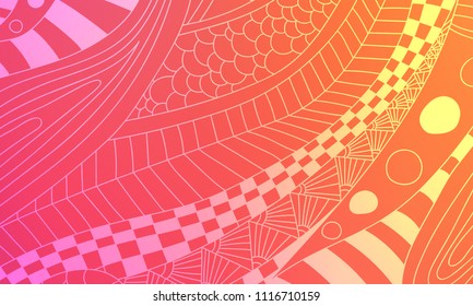 Pastel color vector abstract doodle background. Wave elegant pattern with blur gradient. The pattern can be used for wallpapers and coloring books, banner or poster
