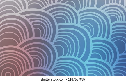 Pastel color vector abstract doodle background. Wave elegant pattern with blur gradient. The pattern can be used for wallpapers and coloring books, banner or poster