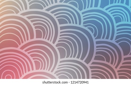 Pastel color vector abstract doodle background. Wave elegant pattern with blur gradient. The pattern can be used for wallpapers and coloring books, banner or poster