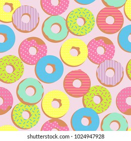pastel color vector seamless pattern with donuts