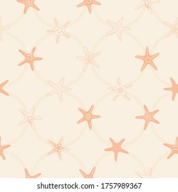 Pastel color vector starfish seamless pattern background