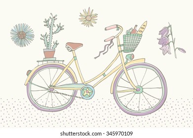 pastel color vintage bicycle  