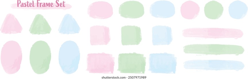 Pastel Color Watercolor Frame Set - Vector