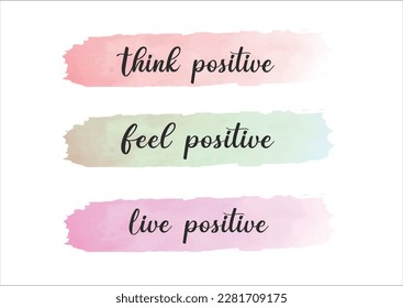 pastel color watercolor positive quote hand drawn design