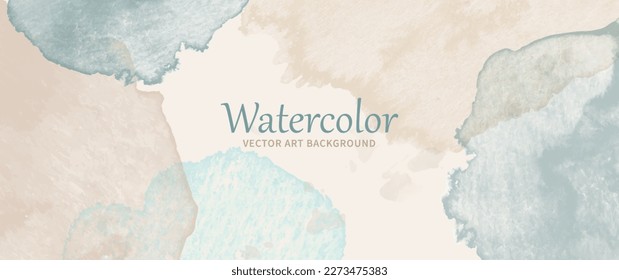 Pastel color watercolor vector art background. Hand drawn Illustration for cards, flyer, poster, banner, cover design and flyers. Blue grey, beige. Vintage wallpaper design. Isolated template.