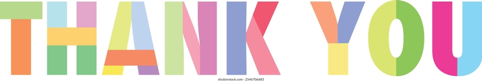 pastel color with words thank you, thank you words vector illustration, isolated on white background.