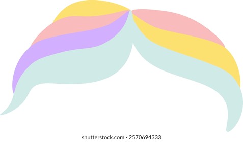 Pastel colored abstract mustache creating a playful and whimsical design, perfect for adding a touch of fun and lightheartedness to any project