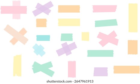 coleção de fita adesiva pastel colorida. Fita adesiva semitransparente. fitas adesivas realistas. formas geométricas de doodle
