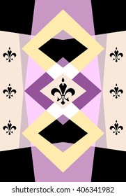 Pastel colored background with fleur de lis. Polygonal wallpaper
