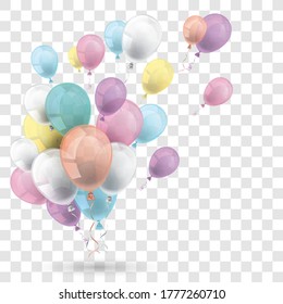 Pastel colored balloons on the checked background. Eps 10 vector file.