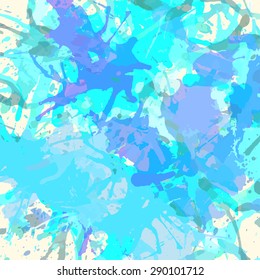 Pastel colored blue artistic paint splashes, square format.
