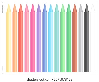 Pastel colored crayons. Vector illustration. Fill and stroke.