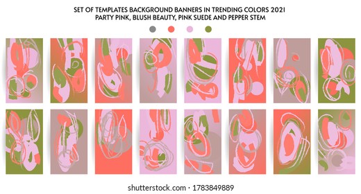 Pastel colored Creative backgrounds for social media templates. Set of banners in trend color