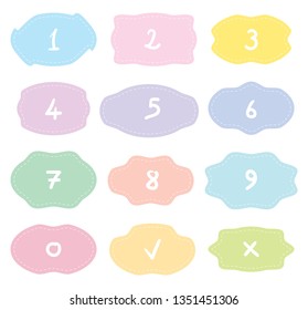 pastel colored different geometric shapes and handwritten numbers