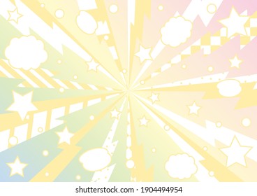 pastel colored effect line and comic speech bubble