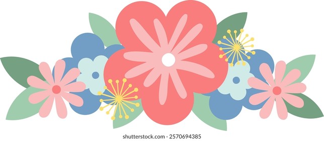 Pastel colored flowers and lush leaves creating a stunning bouquet, capturing the vibrant and joyful spirit of spring, radiating beauty and freshness in every petal