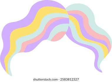 Pastel colored hair featuring wavy stripes flowing gently creates a whimsical and dreamy aesthetic, blending modern style with vibrant colors and charming elegance