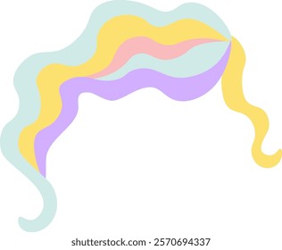 Pastel colored hair strands flowing in the wind creating a stylish and dynamic composition, ideal for beauty, fashion, and personal care projects