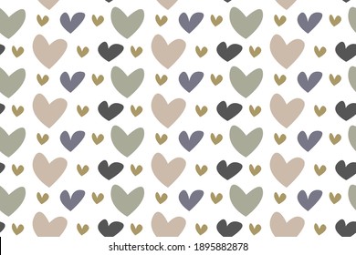 Pastel colored hearts seamless pattern vector. Cute design for fabric, wrapping paper, covers, notebooks