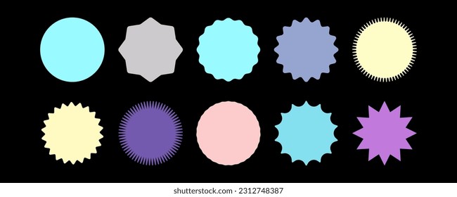 Formas retro de color pastel. Conjunto de formas y círculos de estrellas. Formas de estrella retro. Aplicable al diseño del diseño de los años 90 o al diseño del certificado de adjudicación. Ilustración del vector